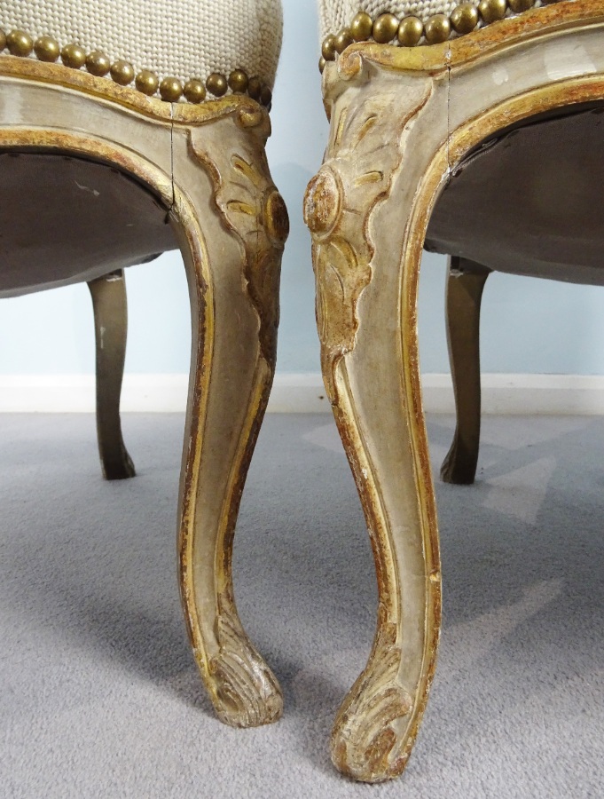 A Fine Pair Of Painted and Gilt French Armchairs (28).JPG